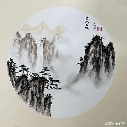 菅兰鹏笔下的山水画作品水墨勾勒写意洒脱别具一格