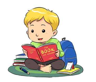 小男孩看书简笔画彩色