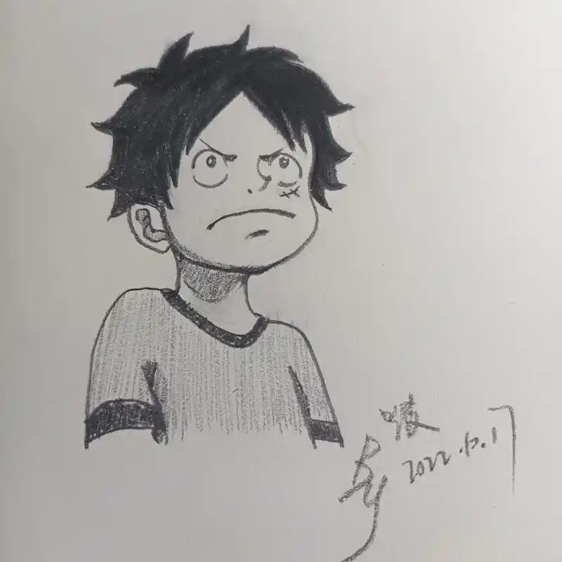 可爱的少年路飞#简笔画 #海贼王  - 抖音