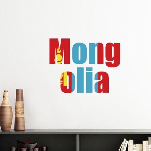 蒙古国旗英文名墙贴壁纸房间贴花