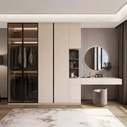 轻奢梳妆台衣柜一体