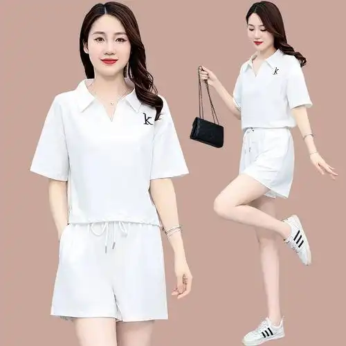 冰丝跑步运动服套装女士夏季2022新款时尚宽松休闲运动套装