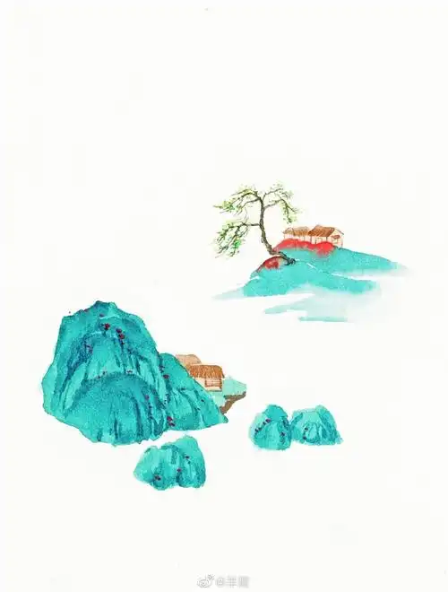古风水彩插画,随笔小景系列.