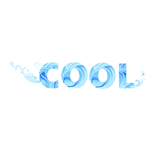 蓝色花纹凉爽英文艺术字