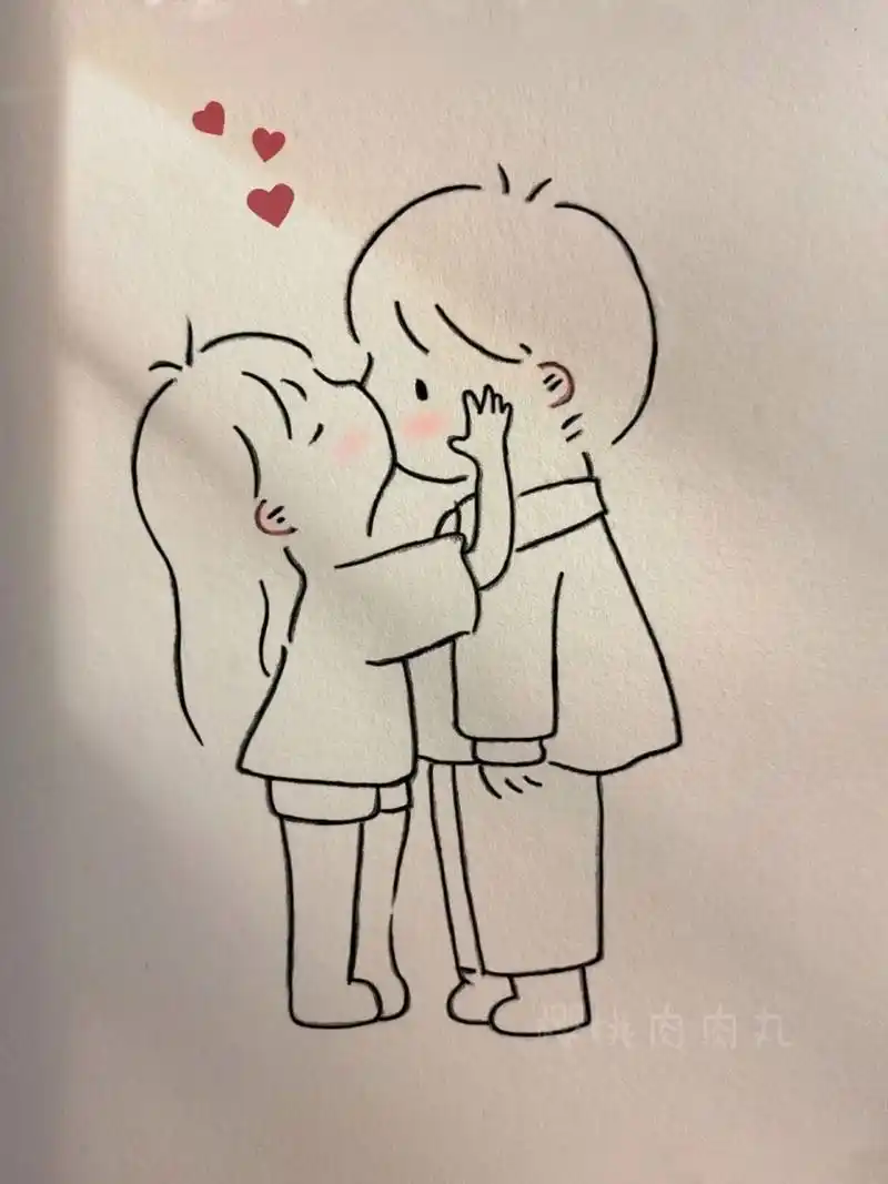 今日简笔画‖情侣瞬间(内有教程🍒) 我也想一爱三五年 然后听你跟我