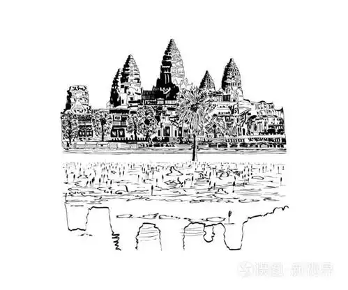 吴哥寺手绘素描插画-正版商用图片07mqs7-摄图新视界