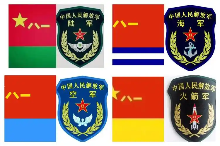 陆军军旗,旗面上半部保持军旗基本样式,下半部为草绿色旗面,象征着