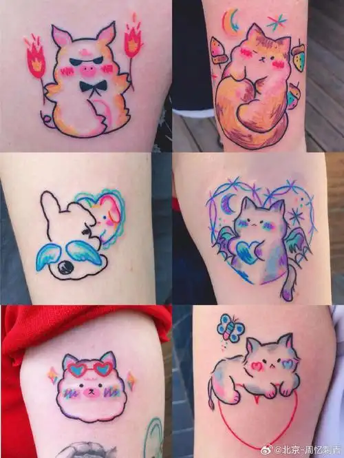 今日纹身图案分享    彩色小图纹身    #个性纹身##纹身分享##纹身