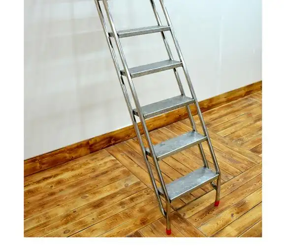 登高梯工业 家用不锈钢登高梯户外直梯工业梯304 不锈钢踏步梯带扶手