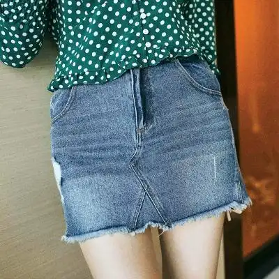 王东平常心毛边短裙牛仔裙女夏秋超短包臀裙半身裙牛仔一步裙