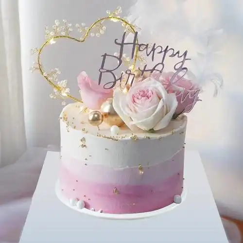 仿真生日蛋糕模型2021创意玫瑰鲜花羽毛网红新款塑胶橱窗样品摆设