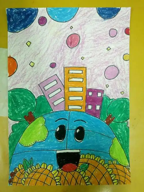 闽中物流城幼儿园第四期儿童绘画班第十五次主题画《地球妈妈》