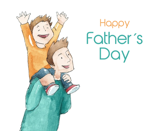 矢量卡通水彩父亲节父子素材