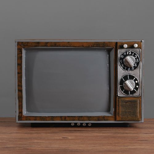 80年代物件摆件复古怀旧黑白电视机模型酒吧咖啡厅橱窗摆件