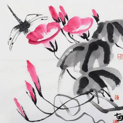 陈十田《牵牛花》传统水墨 写意花鸟