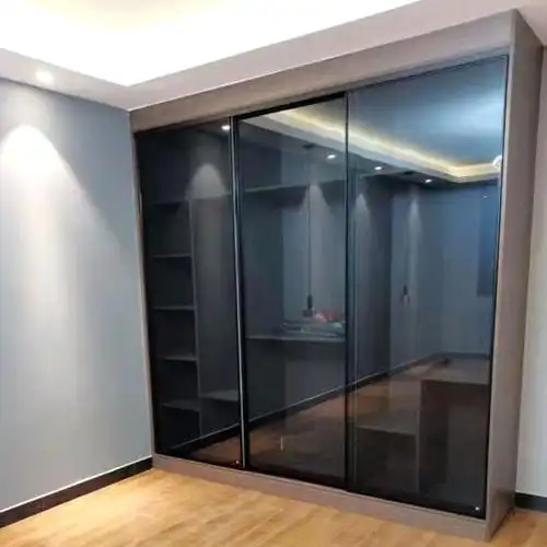 移门定制灰玻衣柜黑玻钢化玻璃推拉门北欧简约壁柜门厨房门