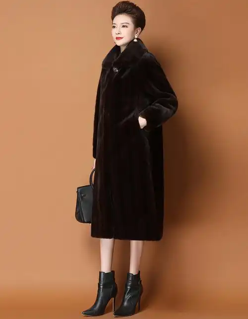 冬季女式貂皮大衣水貂毛整貂长款宽松连帽外套海宁皮草中年妈妈装