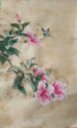 绢丝作品四条屏,尺寸35*65cm