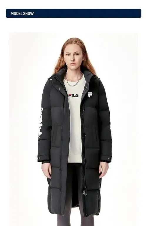 fila斐乐女装情侣羽绒服冬季中长款羽绒服保暖外套传奇蓝nvxxl