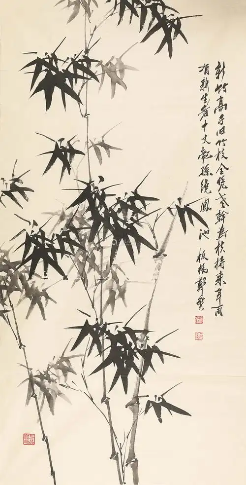 郑板桥(款) 竹子镜心-【成交 价格 图片】