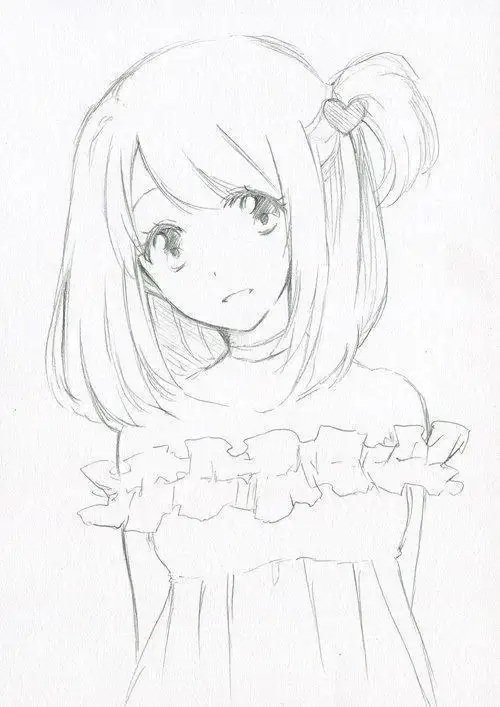 美少女素描简笔画 简笔画图片大全-蒲城教育文学网