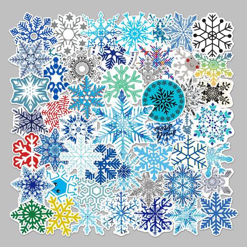 diy雪花图案卡通涂鸦贴纸圣诞节表情包电脑汽车装饰贴纸50张个性