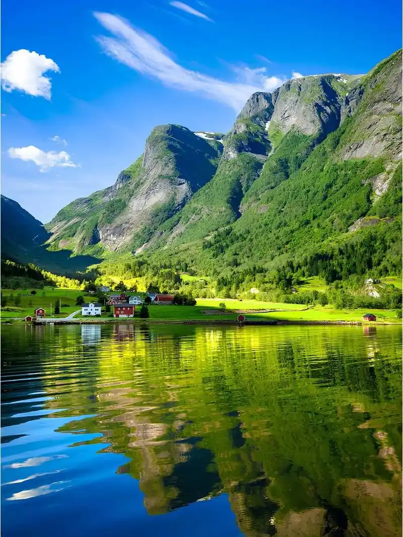 美景百科|挪威巴勒斯特兰.蓝天衬托下的田野美景|||巴勒斯特 - 抖音