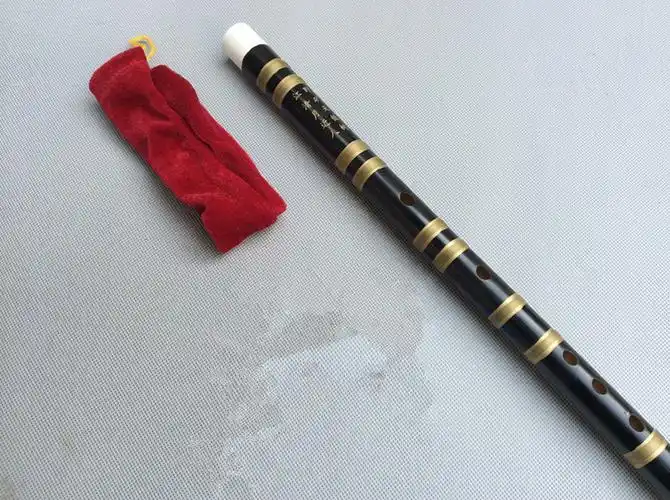竹笛 梆笛 黑色扎线刻诗竹笛 笛子 学生笛 送布袋 初学.