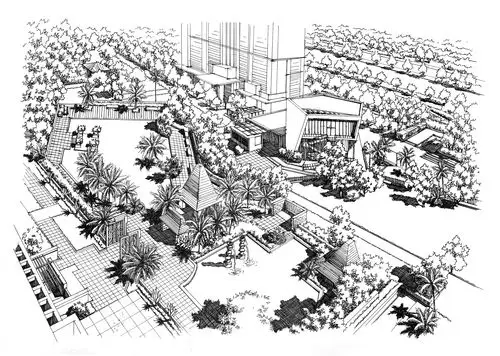 景观手绘鸟瞰图