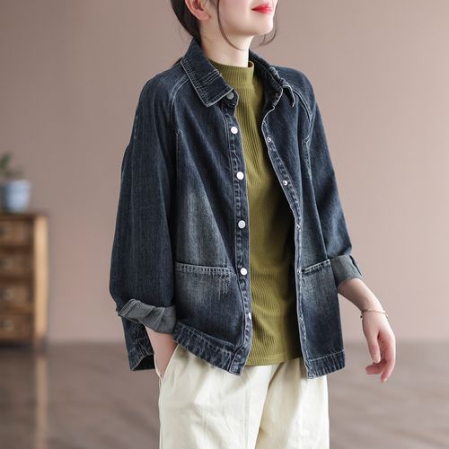 女士牛仔外套短款复古