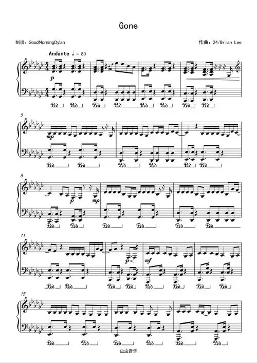 gone钢琴独奏rose