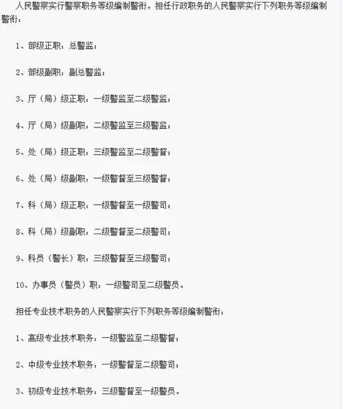 中国大陆警察的等级和警衔