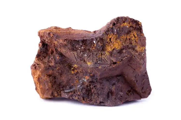 宏观矿物菱铁矿石上的白色背景照片摄影图片