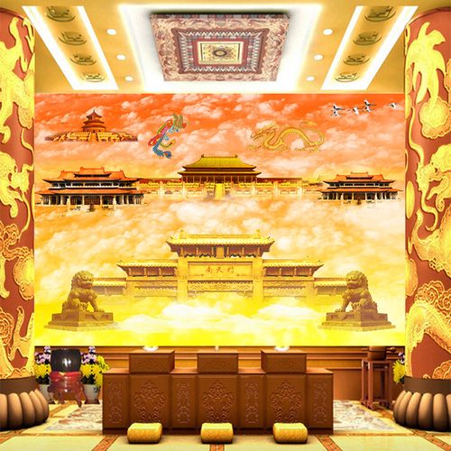 南天门壁画道家大型背景墙纸天庭太微玉清宫凌霄宝殿龙凤壁纸