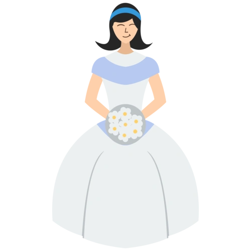 卡通矢量穿婚纱的新娘免抠png