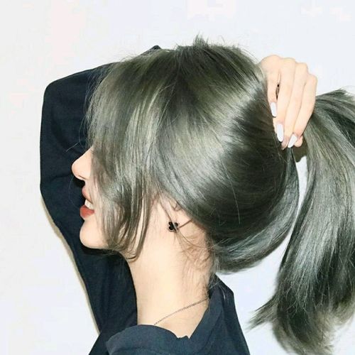 雾青灰色染发剂2021流行色亚麻闷青色棕色自己在家染发膏女纯植物