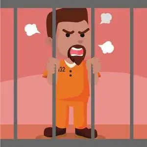 非洲犯人在牢房里生气照片