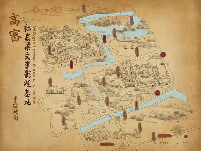 古城街道手绘地图