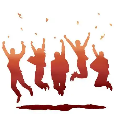 欢呼团队商务人物胜利成功开心喜悦飘散粒子职场png素材