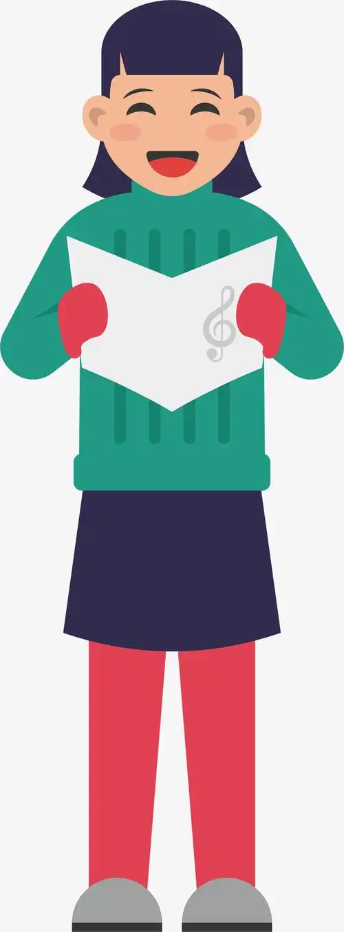 诗朗诵女生文艺表演人物矢量素材