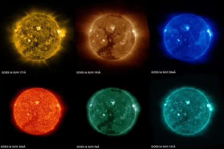 noaa的goes16卫星传回第一批太阳的影像