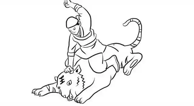 五分钟快速画完武松打虎幼儿亲子简笔画