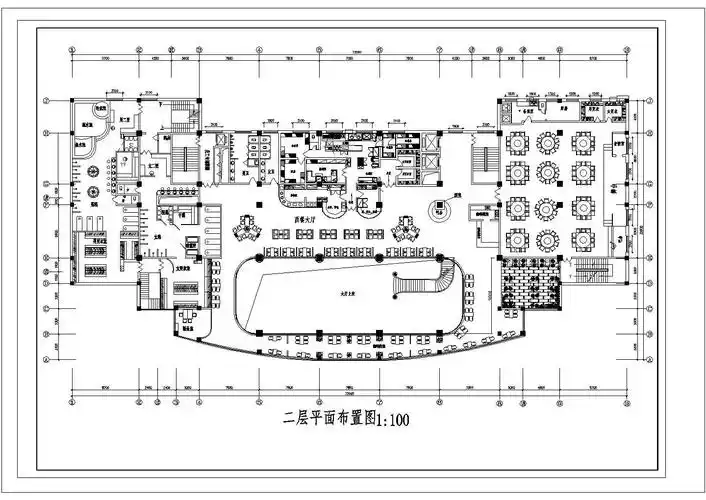 郑州市某商务星级酒店3层大堂平面布置设计cad图纸