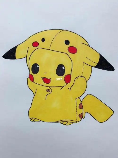 皮卡丘彩铅上色简笔画