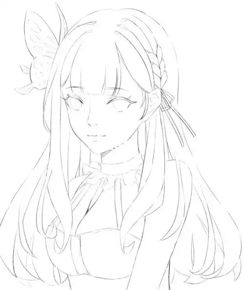 一张未上色的线稿