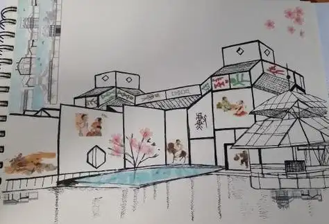 苏州博物馆的简笔画