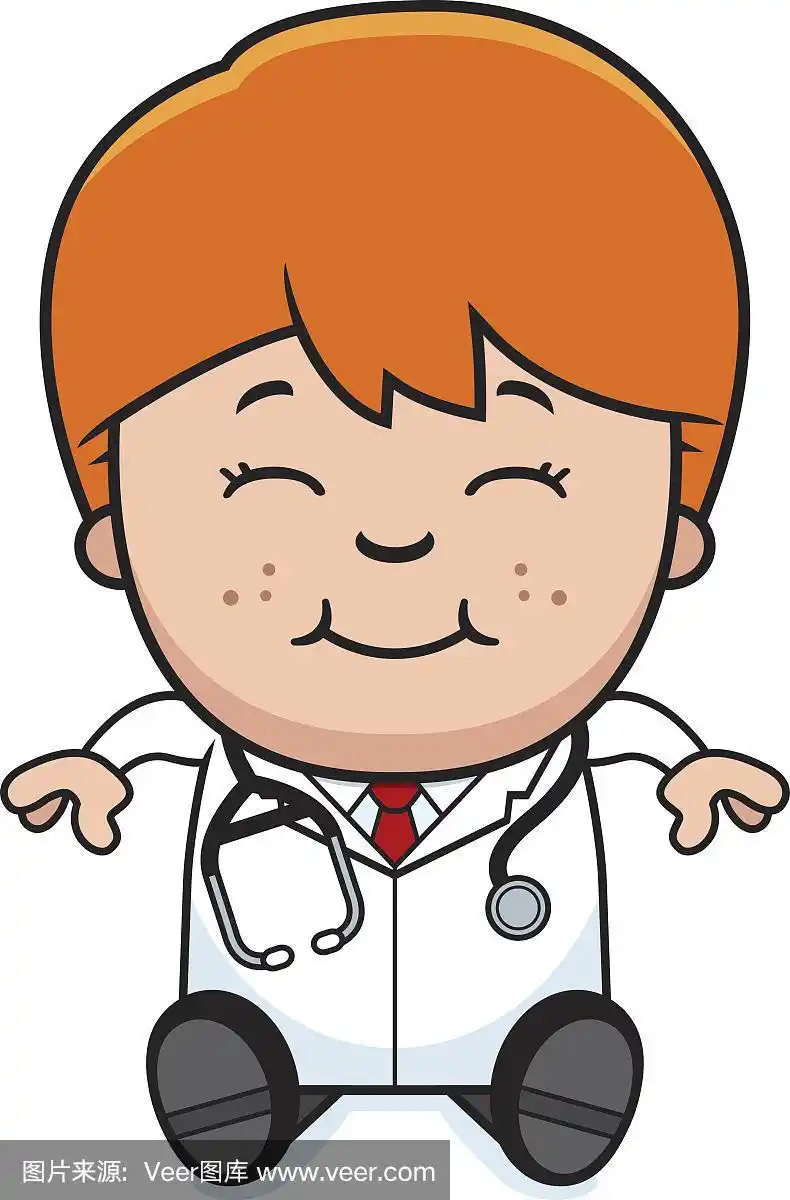 卡通儿童医生坐姿
