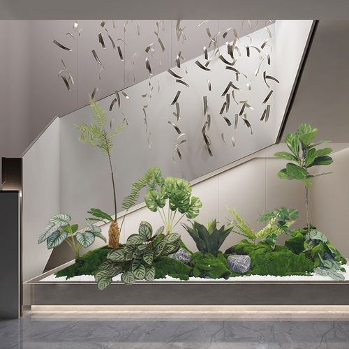 大型仿真植物造景组合室内楼梯下仿生绿植景观装饰假树仿真树盆栽