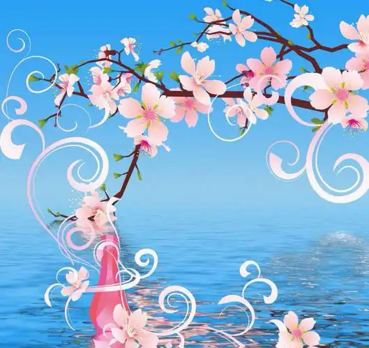 九龙湖幼儿园大班创意美术作品———桃花朵朵开