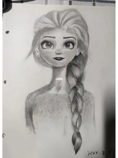 好奇博主是怎么把头发画的根根分明#素描  ##临摹  #艾莎公主  #绘画